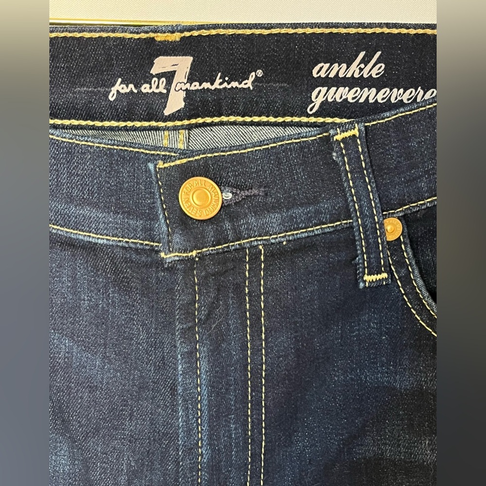 NWOT - 7 For All Mankind “Ankle Gwenevere” Style Dark Indigo Skinny Jeans- Sz 32 - Picture 2 of 9